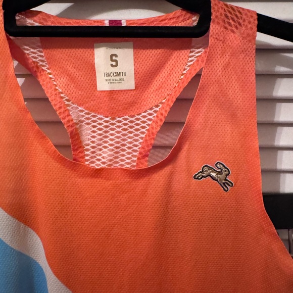 Orange Tracksmith Tank Top with Blue and White Stripes - Picture 2 of 3